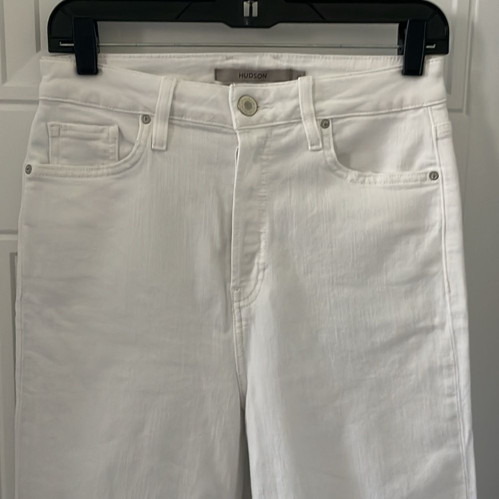 Hudson White Faye Ultra High Rise Bootcut Crop Jeans - Picture 2 of 7